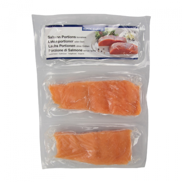 Heart of skinless and bones-free Norwegian salmon fillets