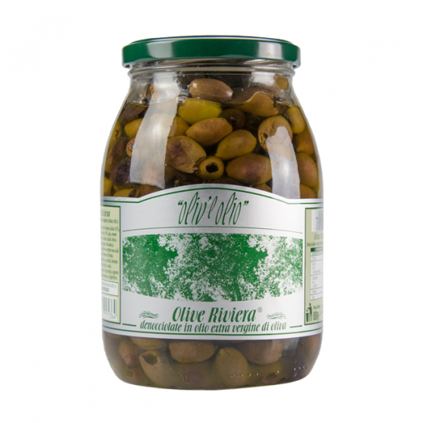 Pitted riviera olives in evo oil