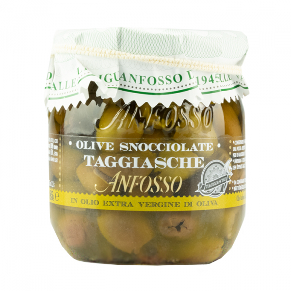 Olives noires taggiasche dénoyautées avec huile evo